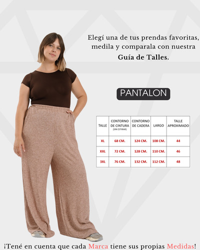 Pantalon Palazzo Mujer Lanilla Tiro Alto Moda Talles Grandes
