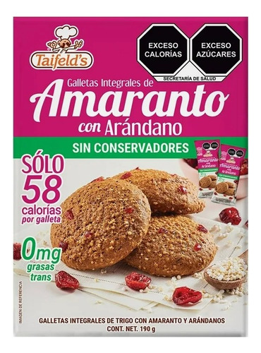 4 Pzas Galletas Taifelds Integrales De Amaranto Con Arándano
