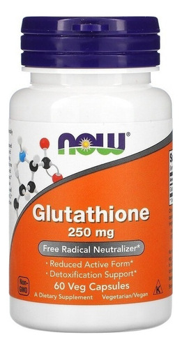 Now Foods | Glutathione 250 Mg | Glutation | 60 Veg Capsules