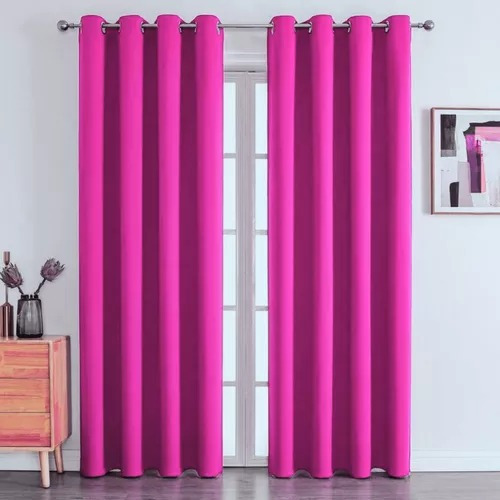 2juegos Cortina Blackout Vero Hogar 2.13m 1.37m Lisa Térmica Fucsia