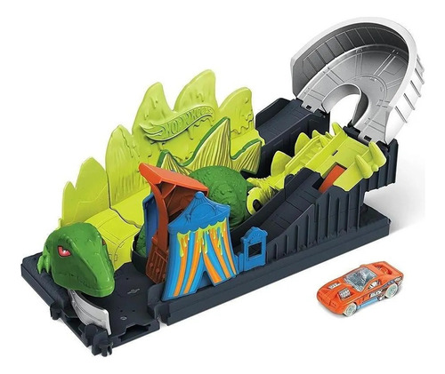 Hot Wheels City Ataque Tóxico Del Dinosaurio Incluye Auto Color Único