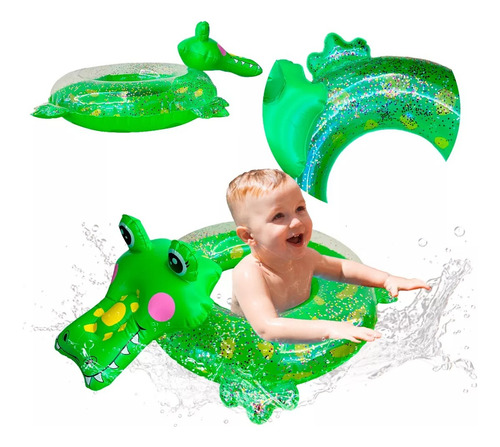Salvavidas Cocodrilo Con Glitter Dona Playa Alberca