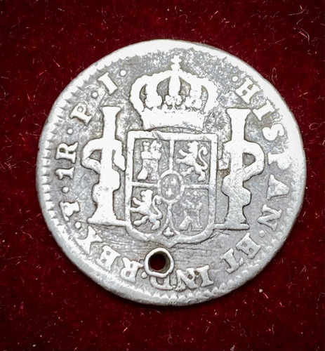 Moneda 1 Real Bolivia Potosi 1808 Carolus 4 Plata 0.896 Rara