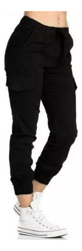 N Pantalones Stretch Mujer Jogger Tipo Cargo Con 4 Bolsillo