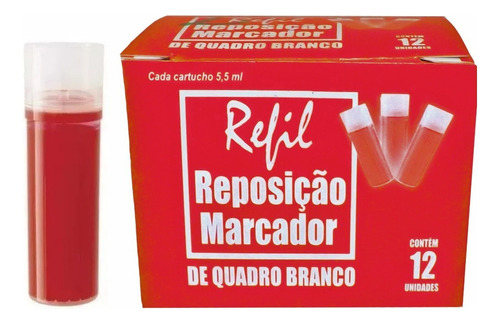 Refil Recarga Para Marcador De Quadro Branco Caixa C/ 12 Un. Cor da tinta Vermelho