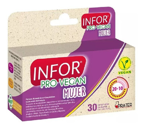 Infortin Pro Vegan Mujer Suplemento Alimenticio 20 +10 Comp