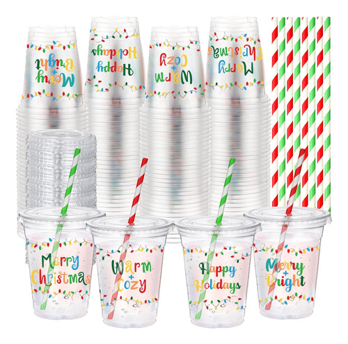 Sliner Sets Tazas De Fiesta De Feliz Navidad Con Tapas Y Paj