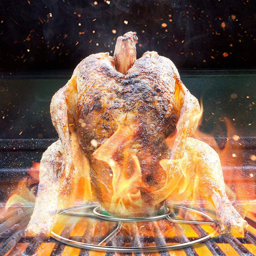 Para Parrilla Pollo Lata Cerveza, Acero Inoxidable, Fácil