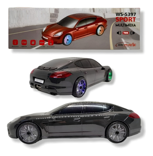 Caixinha De Som Bluetooth Panamera Com Luzes Led Rgb Caixa De Som Em Formato De Carro Caixa De Som Alta Caixinha Portátil Caixa De Som Compacta Caixa De Som Carro Caixinha De Som Bluetooth Alta Luzes