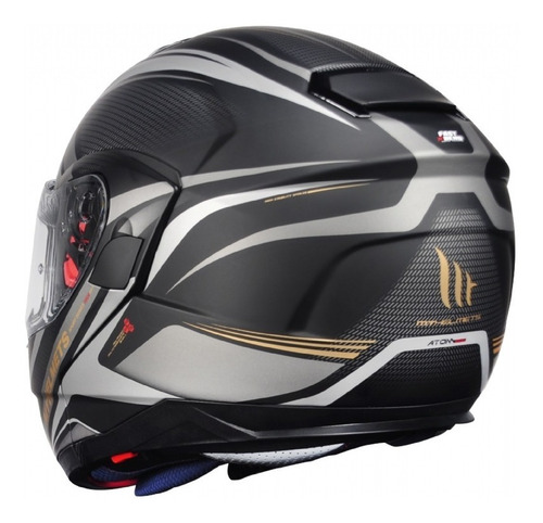 Capacete Motociclista Mt Sv Atom Sx1 Matt Black Gold Moto