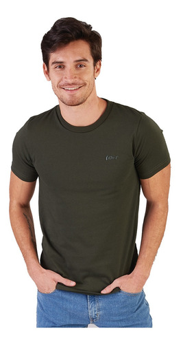 027301-6 Oggi Jeans - Hombre Playera Cuello Redondo Militar