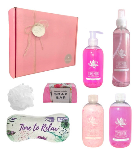 Kit Aromas Relax Caja Regalo Mujer Box Zen Rosas Spa Set N08