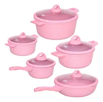 Comprar Conjunto De Panelas Rosa Jogo De Panelas Rosa 5 Peças Revest