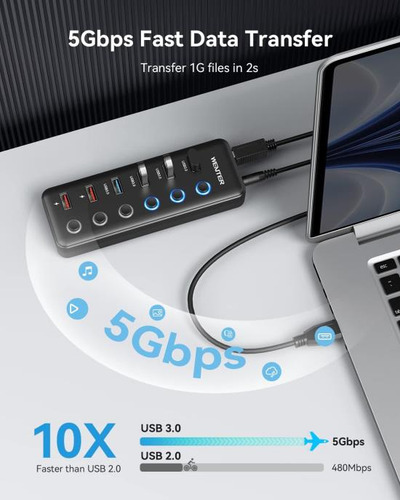 Concentrador Usb Alimentado, Divisor De Concentrador Usb 3.0