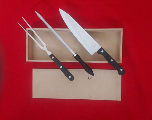 Set Cubiertos Para Asado: Cuchilla+trinchante+chaira+caja