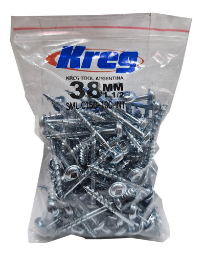 Tornillos De Zinc Kreg Sml-c150 De 1 1/2 - 38mm Bolsa X 100