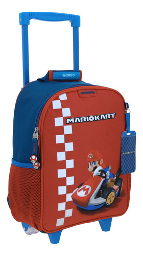 Mochila Mario Bros Brife Kinder Con Carro Mb70213-9 Color Multicolor