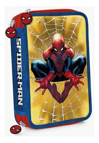 Cartuchera Canopla Spiderman 3 Pisos 1803-02 Niños Mapleweb Color Rojo