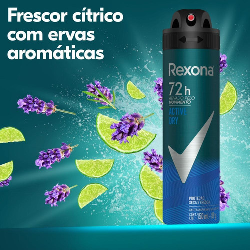 Desodorante Aerosol Masculino Active Dry Rexona Men 150ml