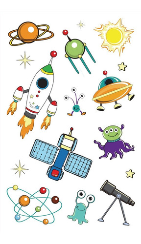 Imagen 9 de 10 de Tatuajes Temporales Tattoo Espacio Astronauta X10 Souvenir