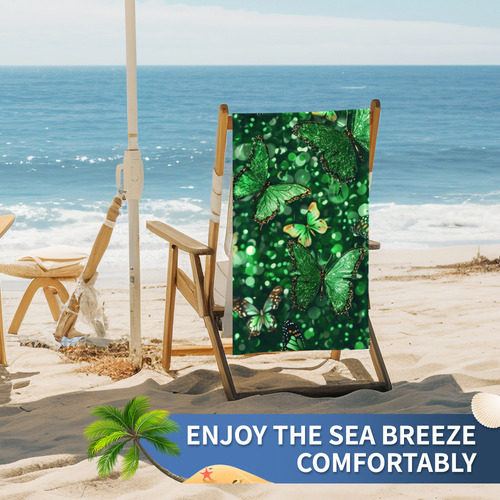 Toalla De Playa Con Estampado De Microfibra, Estilo Mariposa