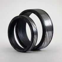 Comprar Set Alianzas De Acero Damasco Añejado Anillos Boda Original