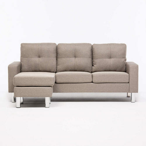 Sofa Modular En L Anastasia En Tela Lado Intercambiable Color Gris
