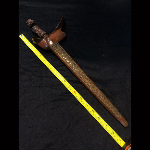 Antiguo Cuchillo Kris Malayo 1850 Madera Y Hierro A326