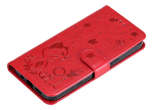 Funda Tipo Cartera Para Huawei Honor Series, De Piel Sintética De Alta Calidad, Con Tapa Y Ranura Para Tarjetas, Color Rojo