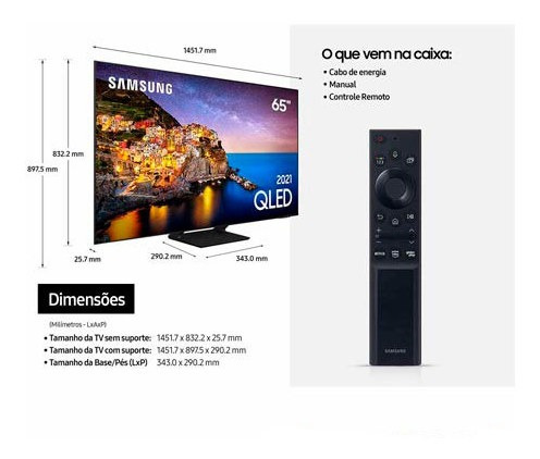 Imagem 7 de 9 de Smart Tv 4k Samsung Qled 65 Slim, Alexa Wi-fi - Qn65q70aagx