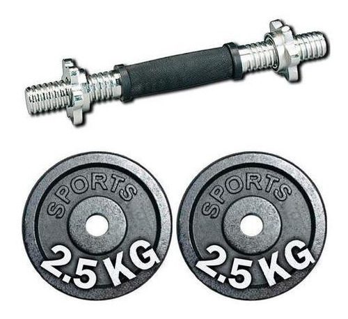 Set Mancuerna Maciza Cromada C/ Rosca + 5 Kilos - El Rey