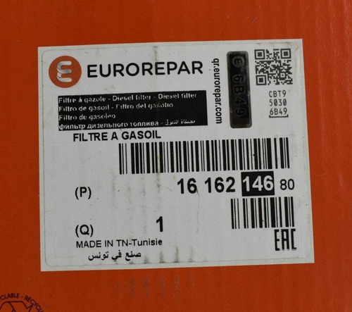 Imagen 4 de 7 de Filtro Petróleo Eurorepar Peugeot 301 1.6 Hdi 8v 2012-2020