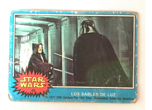 Star Wars Topps Mexico 1977 Tarjeta 45 Darth Vader Obi Wan (Usado)