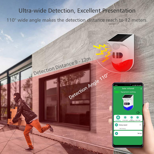 . Detector De Sensor De Movimiento Solar Wifi Con Alarma De