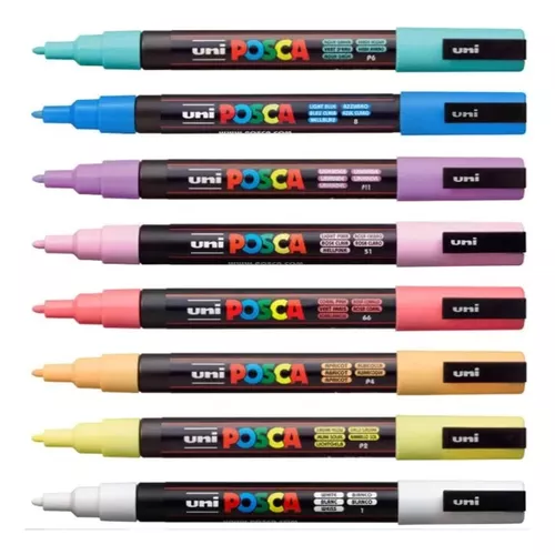 Set Marcador Acrilico Posca 5m 8 Colores Pastel Japones