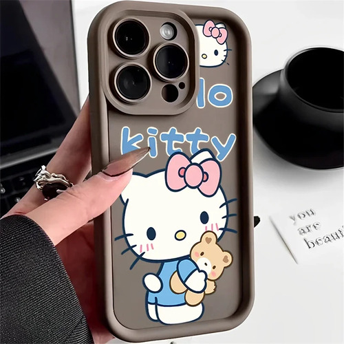 Funda De Silicona Sanrio Hello Kitty Para iPhone 15, 3 Unida