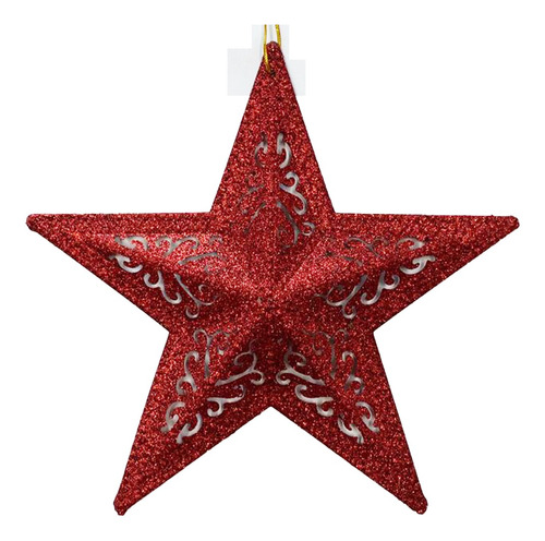 Estrela Para Arvore Enfeite De Natal Vermelha 26cm 