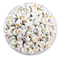 Comprar 720u Cuentas Plasticas Letras Redonda Planas Dorada 7mm