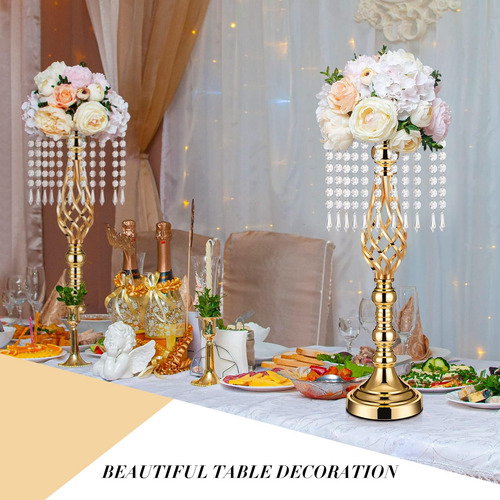 12 Piezas De Centros De Mesa De Boda Dorados Para Mesa, Sopo
