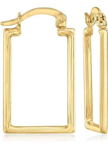 Aretes Aro Rectangulares Oro Amarillo 10 Quilates Canaria Or