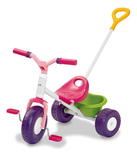 Triciclo Metal Con Manija Infantil Rondi Little Trike Jb 17 Color Rosa Y Blanco