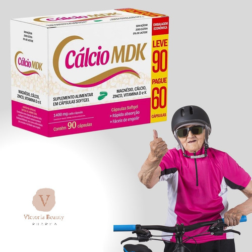 Kit 12 Vitamina Cálcio Mdk 90 Cápsulas 1850mg - La San-day Sem Sabor