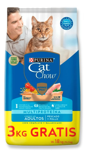 Cat Chow Pescado Gato Adulto 15kg + 3kg De Regalo