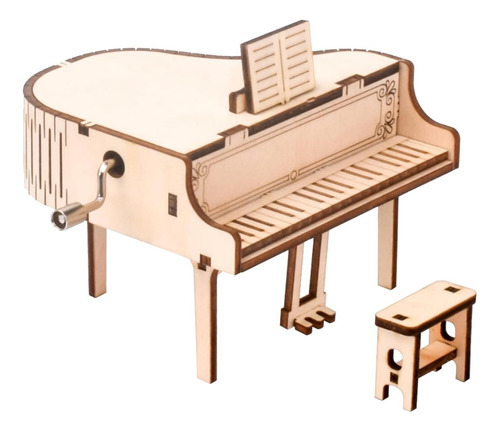 Yii Wmoc Caja De Música Con Rompecabezas De Madera 3d, Piano