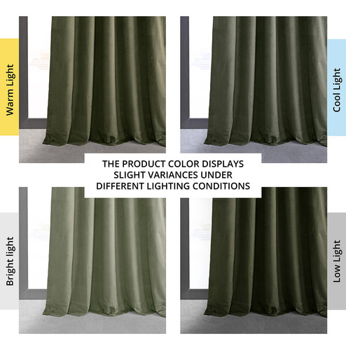 Cortinas Opacas Terciopelo 63x240 Cm Color Verde 1 Panel