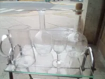 Comprar Jarra 2 Botellas Y Copa D Cristal Parecen Todas Mismo Juego
