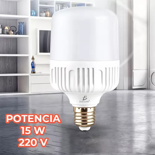 Paquete 10 Focos Led 15w 6500k Iluminación Potente Luz Fria Luz Blanco Frío Ele-Gate