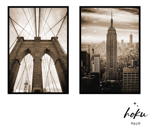 Imagen 1 de 1 de Cuadros 30x40 -  Díptico New York - Brooklyn - Empire State