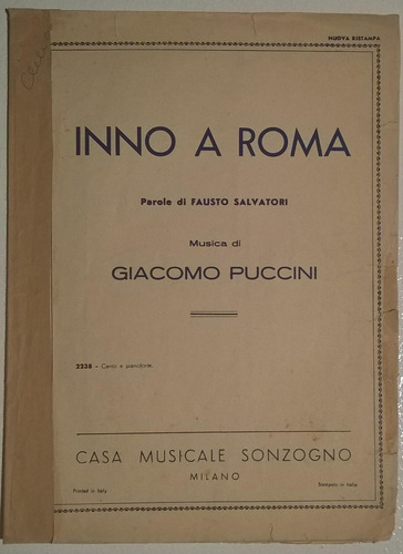 Partitura - Giacomo Puccini E Fausto Salvatori - Inno A Roma