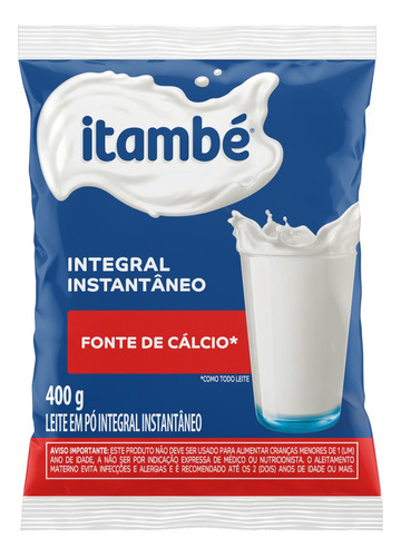 Itambé leite em pó integral instantâneo sachê 400g